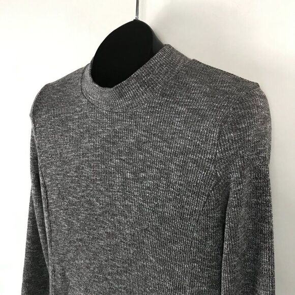 Madewell City Block Mock Neck Long Sleeve Marled Knit Dress Women's Small Gray - Picture 4 of 11